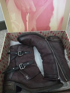 A.S. 98 Women's Irving Style Boots In Deep Aubergine Eggplant Color